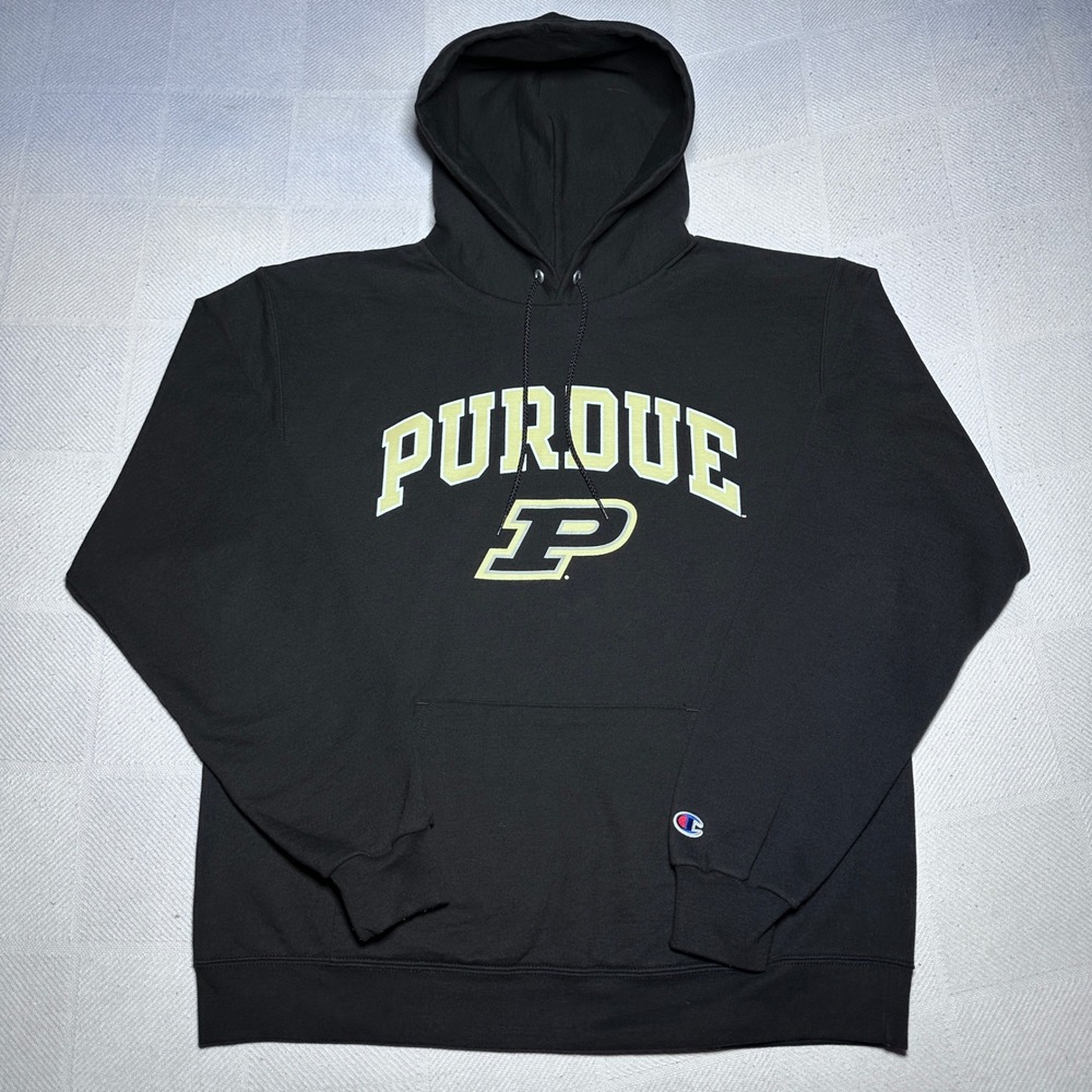 Champion Purdue Boilermakers Hoodie Mens Large Pullover Black NCAA Collegiate